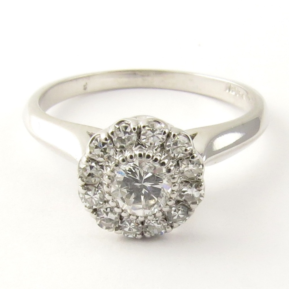 Vintage 14 Karat White Gold Diamond Engagement Ring Size 6.25 #4701